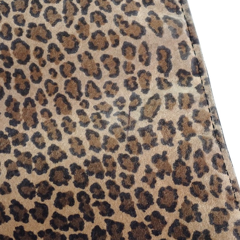 ロエベ LOEWE アナグラムレオパード トートバッグ スウェード カーフ ブラウン ブラック レディース【中古】【Bランク】