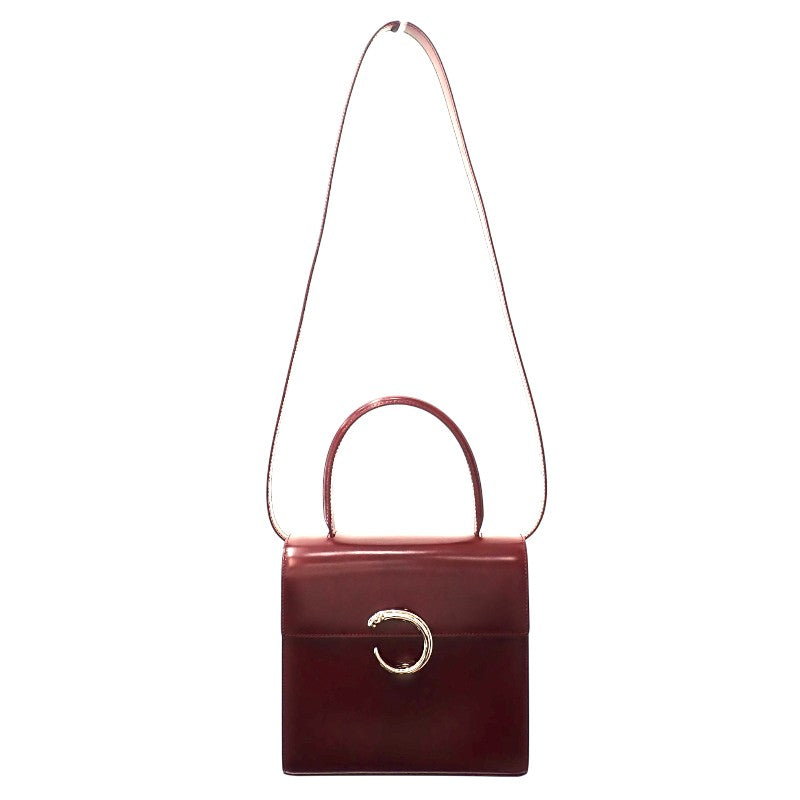 カルティエ CARTIER パンテール ショルダー ヴィンテージ 2WAYバッグ ハンドバッグ ショルダーバッグ レザー ボルドー ワインレッド シルバー金具 レディース【中古】【Bランク】