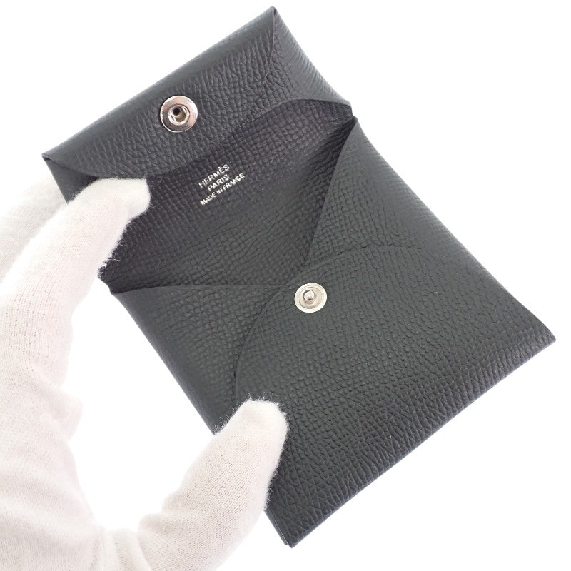 エルメス HERMES バスティア H083035CK コインケース ヴォーエプソン グレー ヴェールアングレ シルバー金具 レディース メンズ【中古】【Aランク】