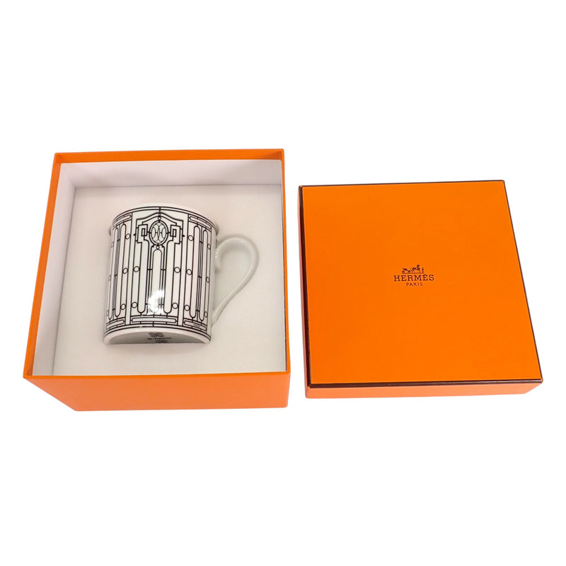 エルメス HERMES マグ アッシュ Hデコ No1 モノトーン 食器 コップ 1個 300ml P037031P マグカップ ポーセリン ホワイト ブラック【中古】【Sランク】