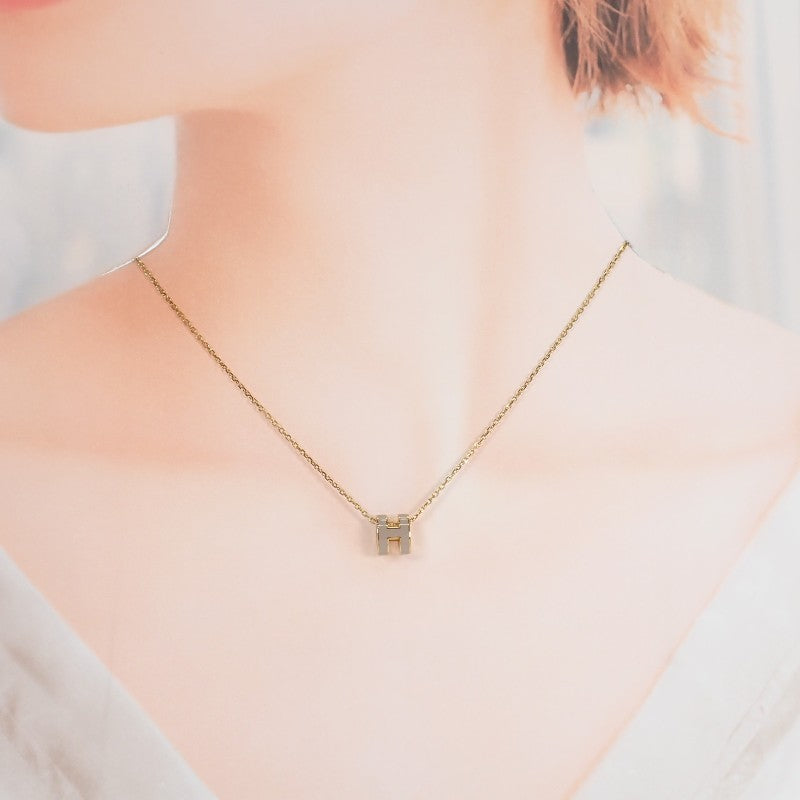 エルメス HERMES ミニ ポップ H ペンダント H147992F 55 ネックレス メタル マロングラッセ ゴールド ゴールド金具 レディース【中古】【ABランク】