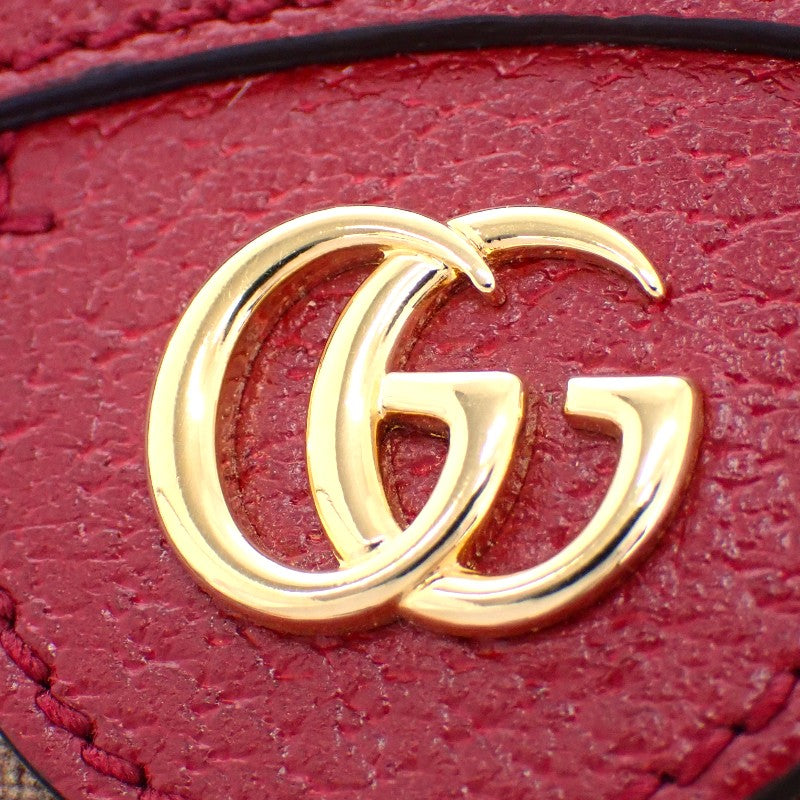 グッチ GUCCI ミニGGスプリーム ドラえもん 625216 ショルダーバッグ レザー PU ボルドー ブラウン ゴールド金具 レディース【中古】【Aランク】