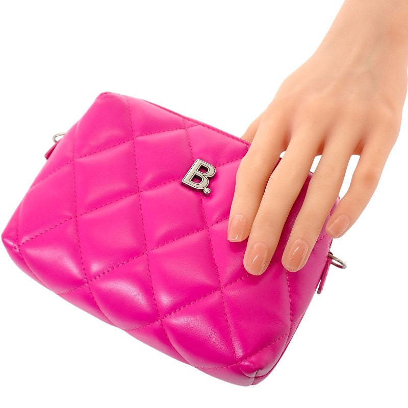 バレンシアガ BALENCIAGA タッチパフィ カメラバッグ 6160601WN1Y5514 ショルダーバッグ レザー ピンク シルバー金具 レディース【中古】【Aランク】