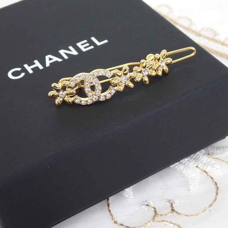 シャネル CHANEL ココマーク フラワーモチーフ バレッタ メタル 
