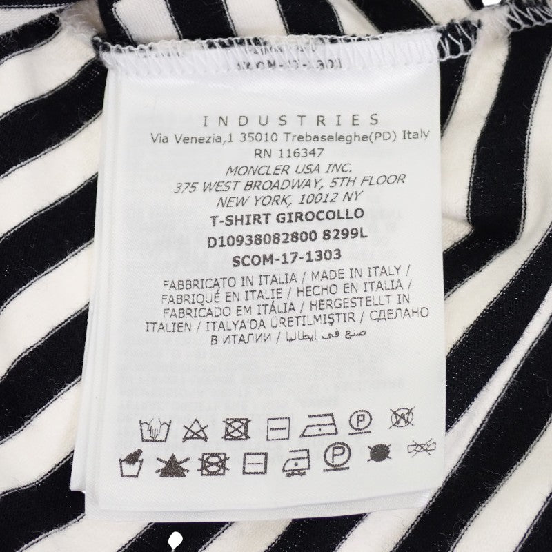 MONCLER 羅紋抽繩條紋 T恤 XS D10938082800 短袖上衣 棉 聚氨酯 黑色 白色 女士【中古】【AB級】