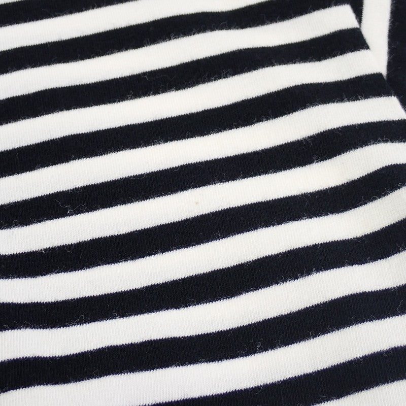 モンクレール MONCLER ドローコード ボーダー カットソー XS D10938082800 半袖Tシャツ コットン ポリウレタン ブラック ホワイト レディース【中古】【ABランク】