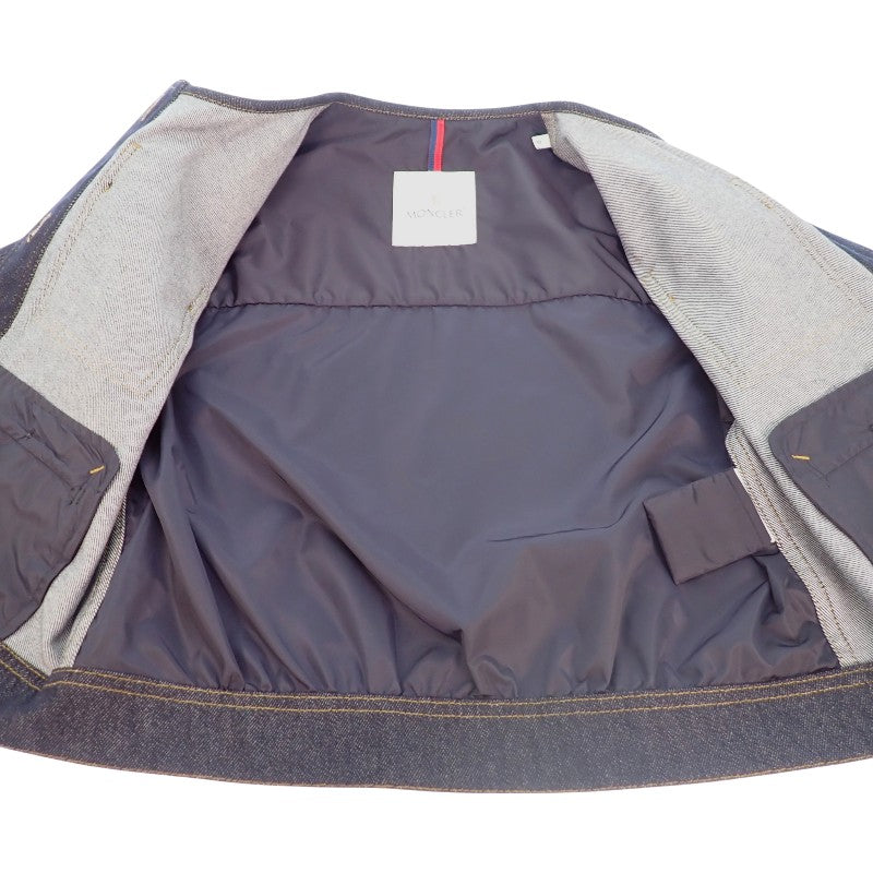 モンクレール MONCLER デニムジャケット ノーカラー TENCHIN GIUBBOTTO 0 K10931A00161_5978H デニムジャケット デニム ナイロン ネイビー ゴールド金具 レディース【中古】【Aランク】