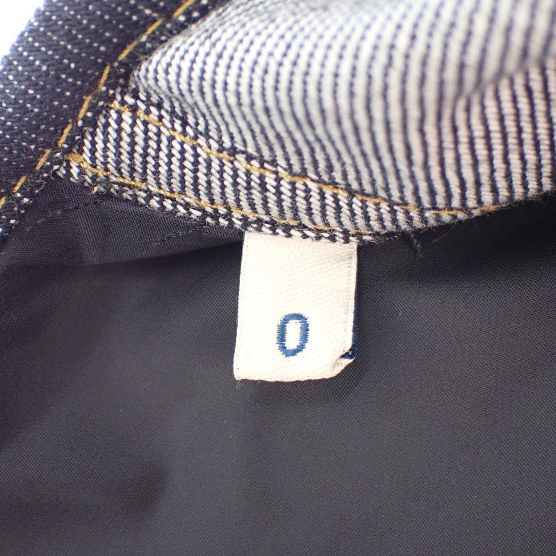 モンクレール MONCLER デニムジャケット ノーカラー TENCHIN GIUBBOTTO 0 K10931A00161_5978H デニムジャケット デニム ナイロン ネイビー ゴールド金具 レディース【中古】【Aランク】