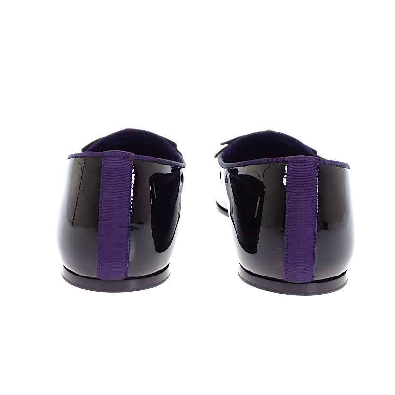 グッチ GUCCI リボン パテントローファー ローファー パテントレザー ブラック #8 メンズ レディース【中古】【Aランク】