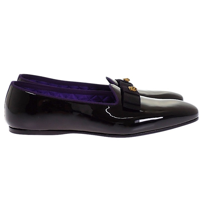 グッチ GUCCI リボン パテントローファー ローファー パテントレザー ブラック #8 メンズ レディース【中古】【Aランク】