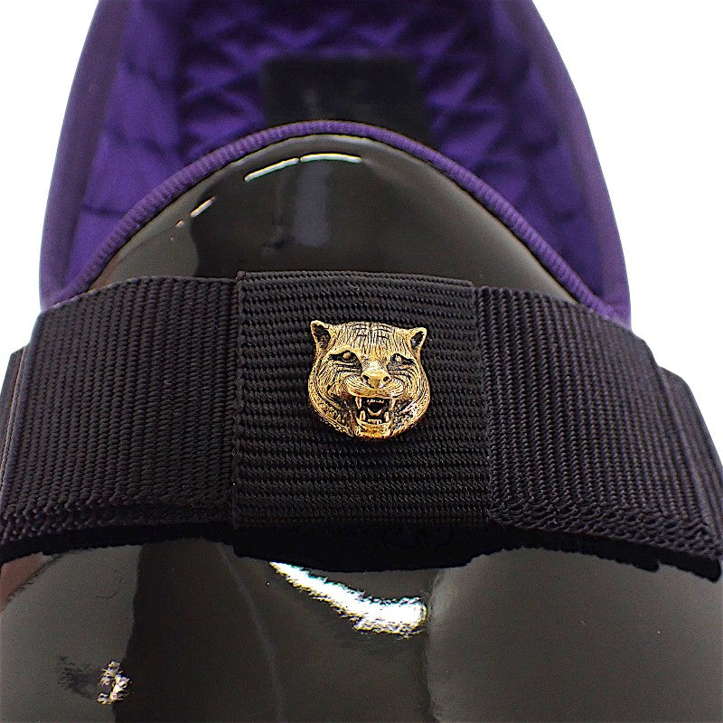 グッチ GUCCI リボン パテントローファー ローファー パテントレザー ブラック #8 メンズ レディース【中古】【Aランク】
