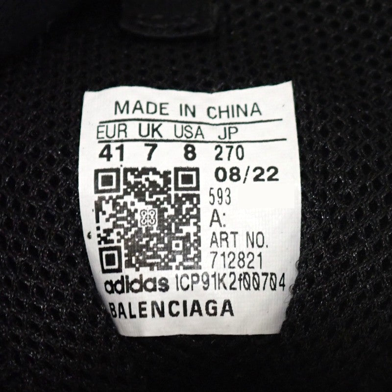 巴黎世家 BALENCIAGA 愛迪達 adidas Triple S 712821 運動鞋 皮革 黑色 男士【中古】【A級】