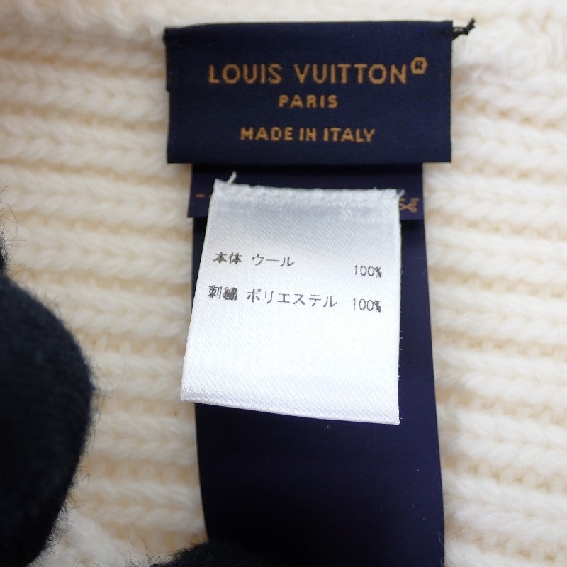 ルイヴィトン LOUIS VUITTON ビーニー・LVヘッドライン ニット帽 S M77873 ニットキャップ ブロン ホワイト レディース【中古】【Aランク】