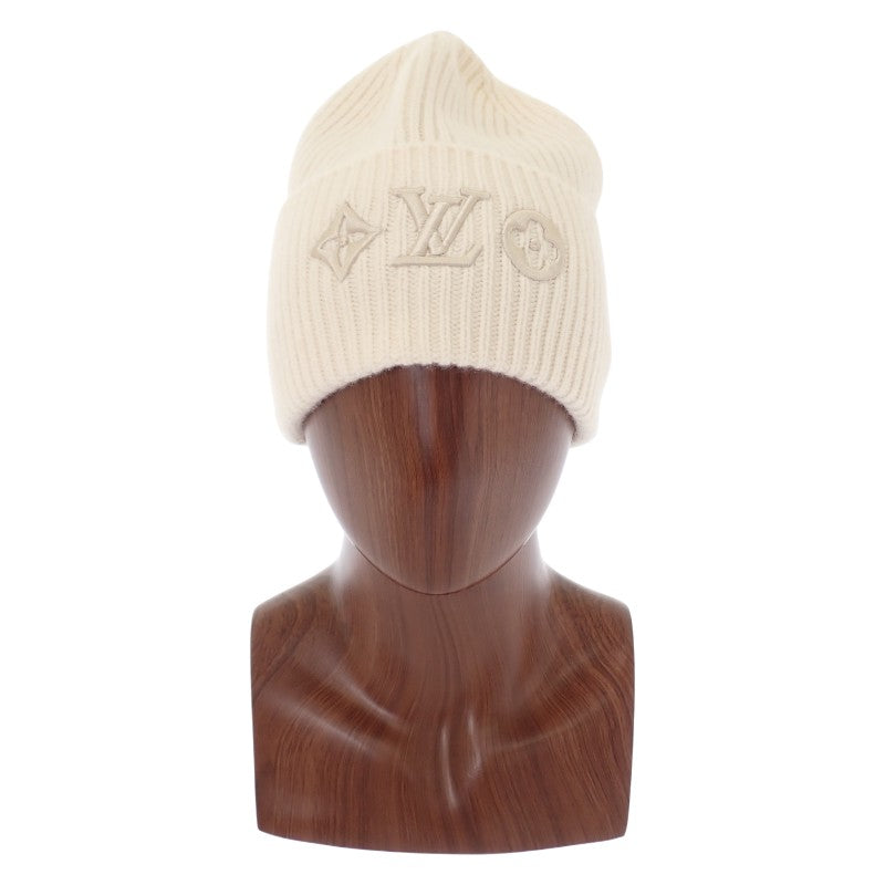 ルイヴィトン LOUIS VUITTON ビーニー・LVヘッドライン ニット帽 S M77873 ニットキャップ ブロン ホワイト レディース【中古】【Aランク】