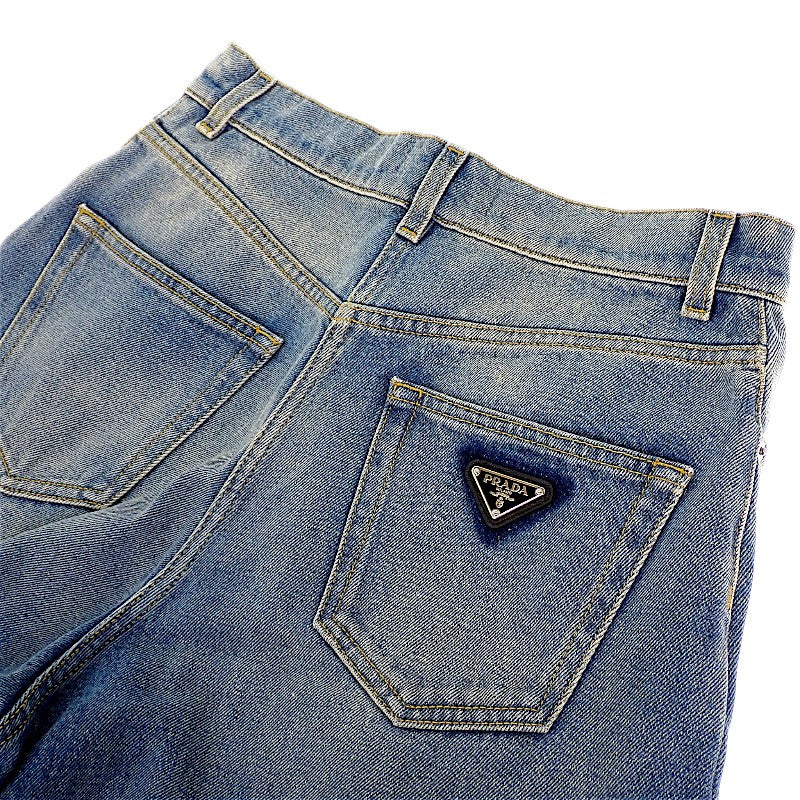 プラダ PRADA 5ポケット ダメージ加工 デニム ジーンズ GFP469 デニムパンツ コットン ブルー 27 メンズ【中古】【Aランク】