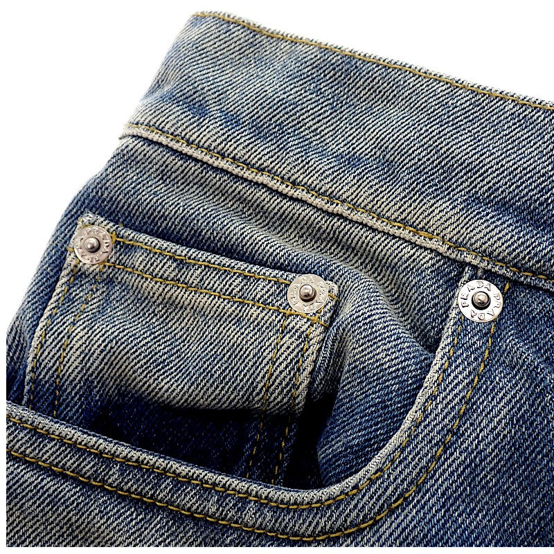プラダ PRADA 5ポケット ダメージ加工 デニム ジーンズ GFP469 デニムパンツ コットン ブルー 27 メンズ【中古】【Aランク】