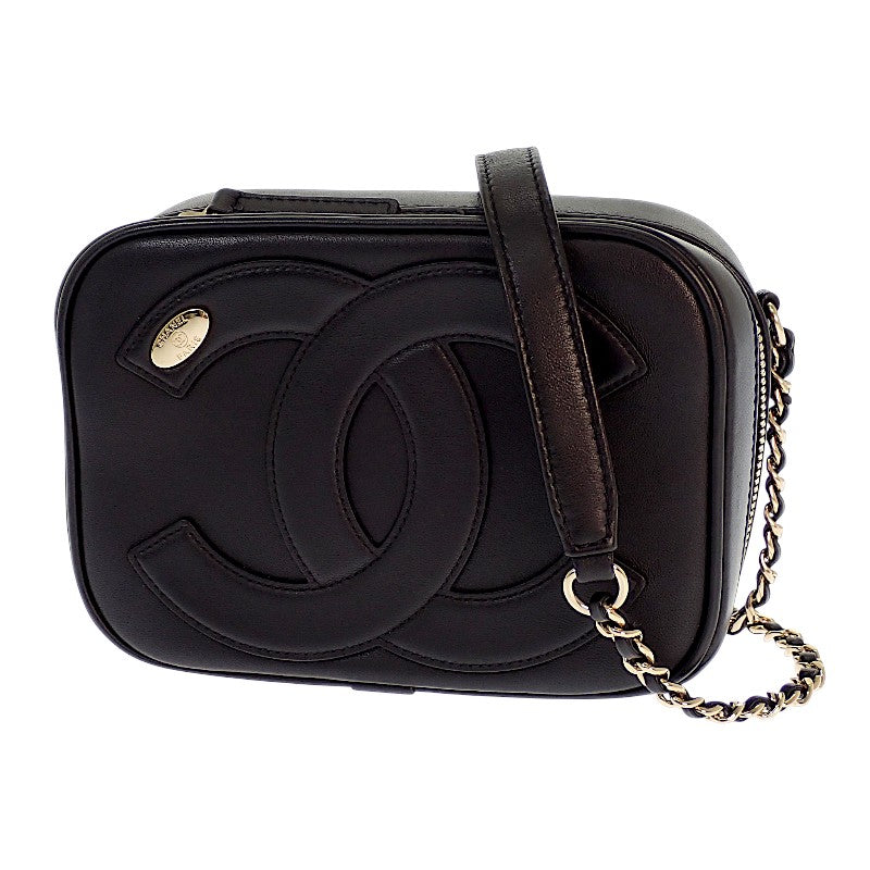 シャネル CHANEL ココマーク チェーンショルダー カメラバッグ AS0322 ショルダーバッグ ラムスキン ブラック ゴールド金具 レディース【中古】【ABランク】