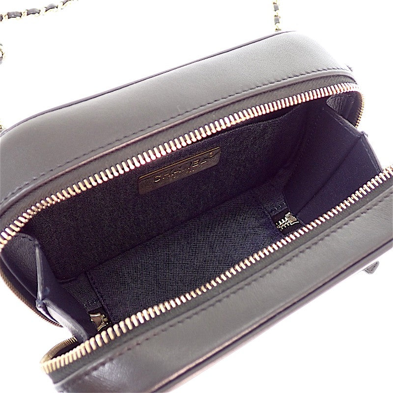 シャネル CHANEL ココマーク チェーンショルダー カメラバッグ AS0322 ショルダーバッグ ラムスキン ブラック ゴールド金具 レディース【中古】【ABランク】
