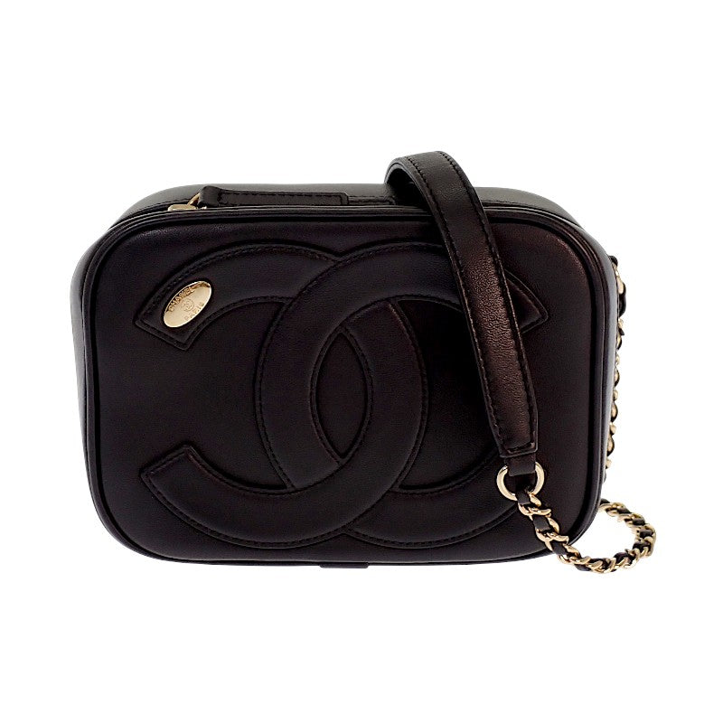 シャネル CHANEL ココマーク チェーンショルダー カメラバッグ AS0322 ショルダーバッグ ラムスキン ブラック ゴールド金具 レディース【中古】【ABランク】