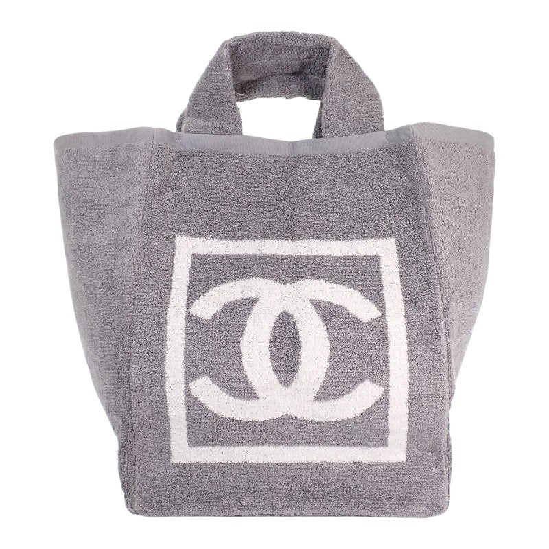 シャネル CHANEL CCビーチバッグ スポーツライン トートバッグ コットン パイル グレー レディース【中古】【Aランク】