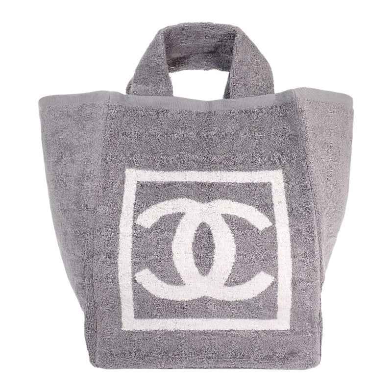シャネル CHANEL CCビーチバッグ スポーツライン トートバッグ コットン パイル グレー レディース【中古】【Aランク】