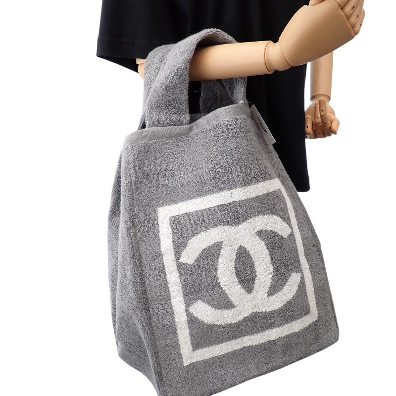 シャネル CHANEL CCビーチバッグ スポーツライン トートバッグ コットン パイル グレー レディース【中古】【Aランク】