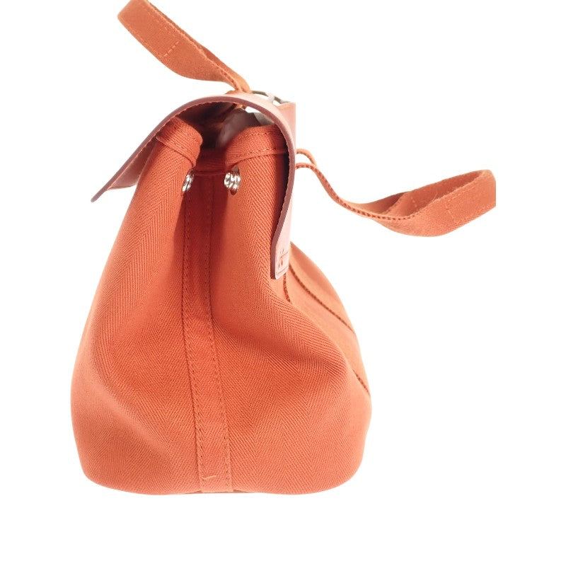 エルメス HERMES ヴァルパライソPM ハンドバッグ ヴォースイフト キャンバス トワルシェブロン オレンジ シルバー金具 レディース【中古】【ABランク】