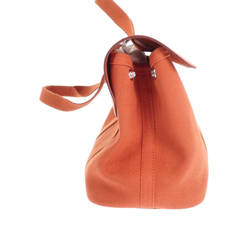 エルメス HERMES ヴァルパライソPM ハンドバッグ ヴォースイフト キャンバス トワルシェブロン オレンジ シルバー金具 レディース【中古】【ABランク】