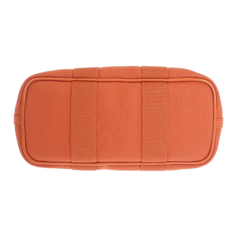 エルメス HERMES ヴァルパライソPM ハンドバッグ ヴォースイフト キャンバス トワルシェブロン オレンジ シルバー金具 レディース【中古】【ABランク】