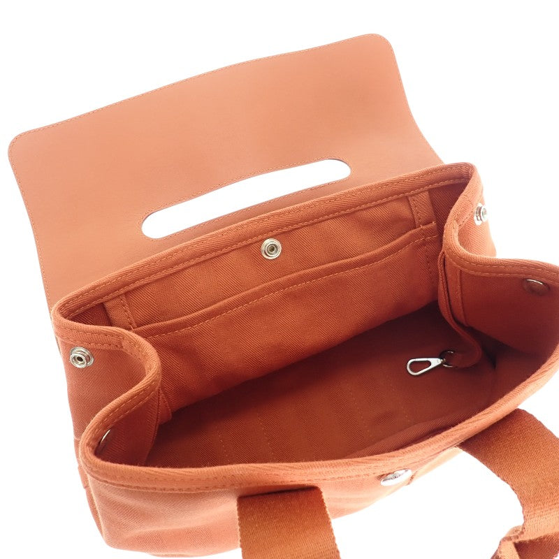 エルメス HERMES ヴァルパライソPM ハンドバッグ ヴォースイフト キャンバス トワルシェブロン オレンジ シルバー金具 レディース【中古】【ABランク】