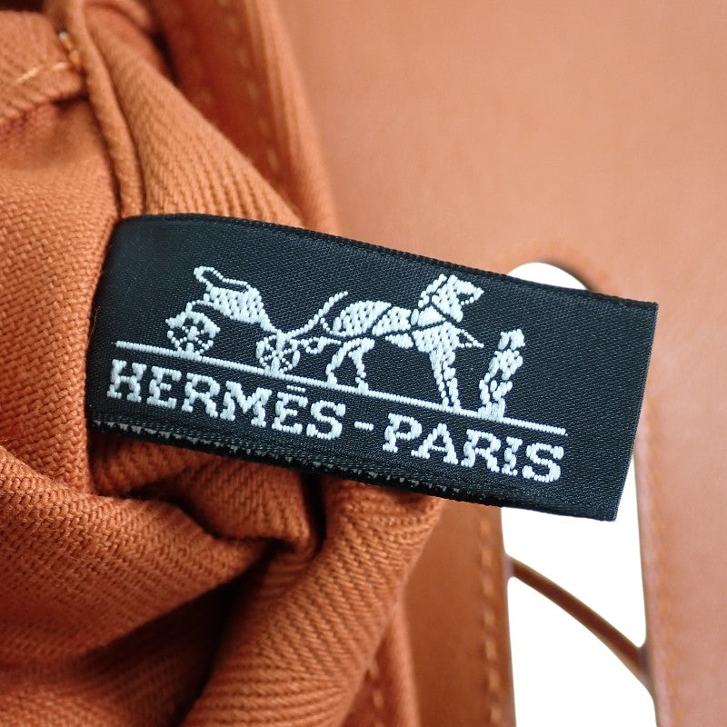 エルメス HERMES ヴァルパライソPM ハンドバッグ ヴォースイフト キャンバス トワルシェブロン オレンジ シルバー金具 レディース【中古】【ABランク】