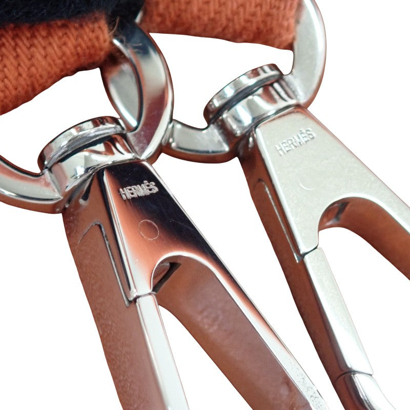 エルメス HERMES ヴァルパライソPM ハンドバッグ ヴォースイフト キャンバス トワルシェブロン オレンジ シルバー金具 レディース【中古】【ABランク】