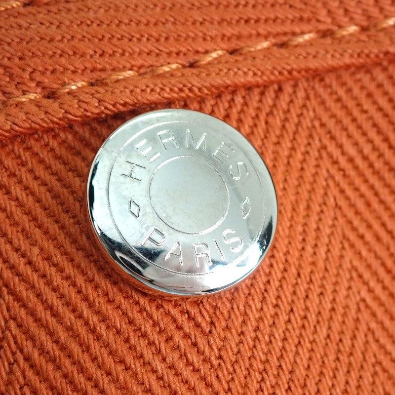 エルメス HERMES ヴァルパライソPM ハンドバッグ ヴォースイフト キャンバス トワルシェブロン オレンジ シルバー金具 レディース【中古】【ABランク】
