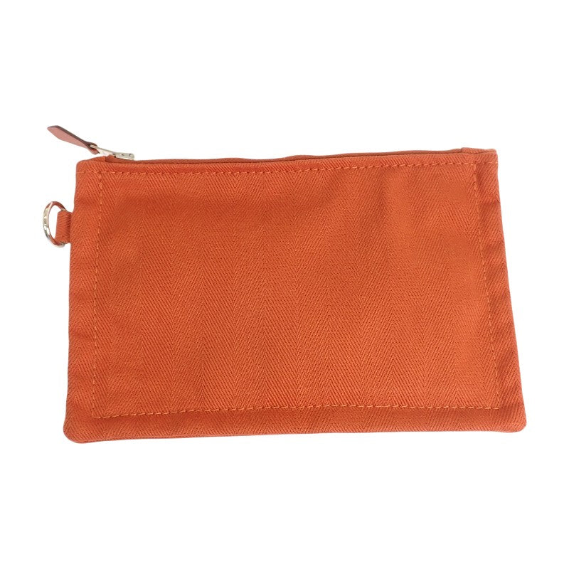 エルメス HERMES ヴァルパライソPM ハンドバッグ ヴォースイフト キャンバス トワルシェブロン オレンジ シルバー金具 レディース【中古】【ABランク】