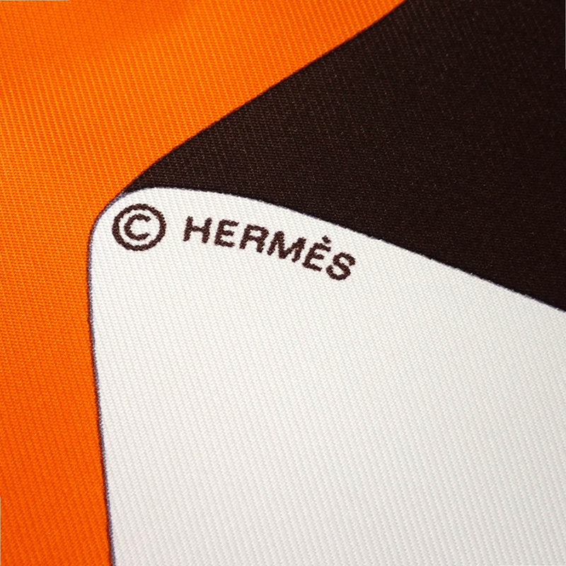 エルメス HERMES カレ90 EN DUO PAR スカーフ シルク オレンジ レディース【中古】【Aランク】
