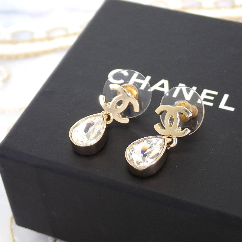 シャネル CHANEL CCドロップスウィング ピアス メタル クリスタル ゴールド レディース【中古】【Aランク】