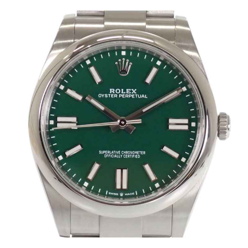 ロレックス ROLEX オイスターパーペチュアル 41 124300 腕時計 ステンレススチール 自動巻き グリーン文字盤 メンズ【中古】【Aランク】