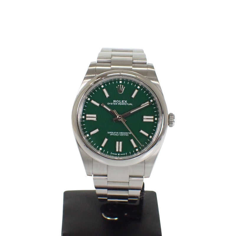 ロレックス ROLEX オイスターパーペチュアル 41 124300 腕時計 ステンレススチール 自動巻き グリーン文字盤 メンズ【中古】【Aランク】