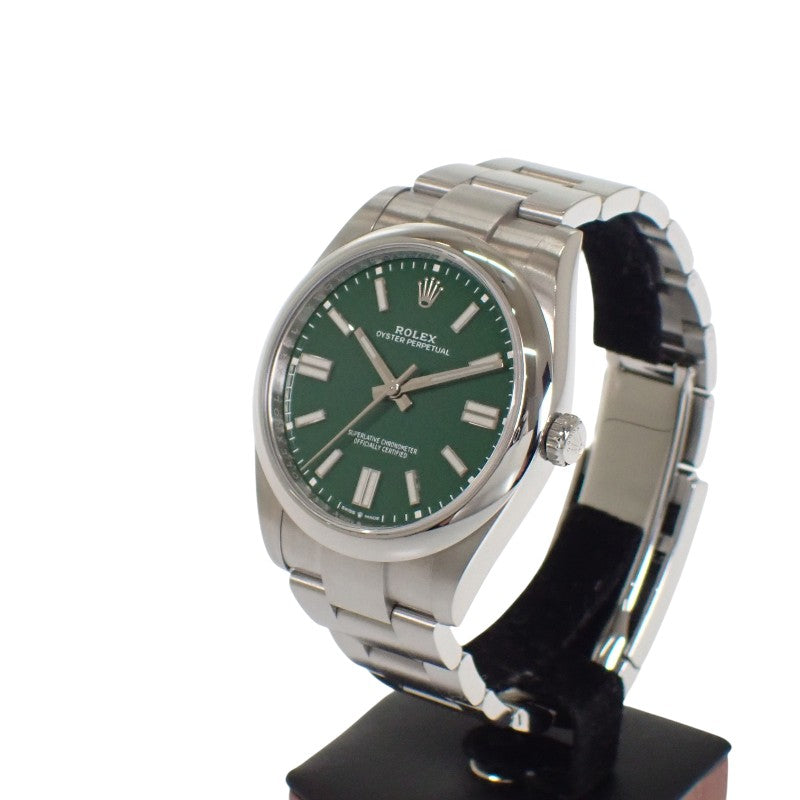 ロレックス ROLEX オイスターパーペチュアル 41 124300 腕時計 ステンレススチール 自動巻き グリーン文字盤 メンズ【中古】【Aランク】