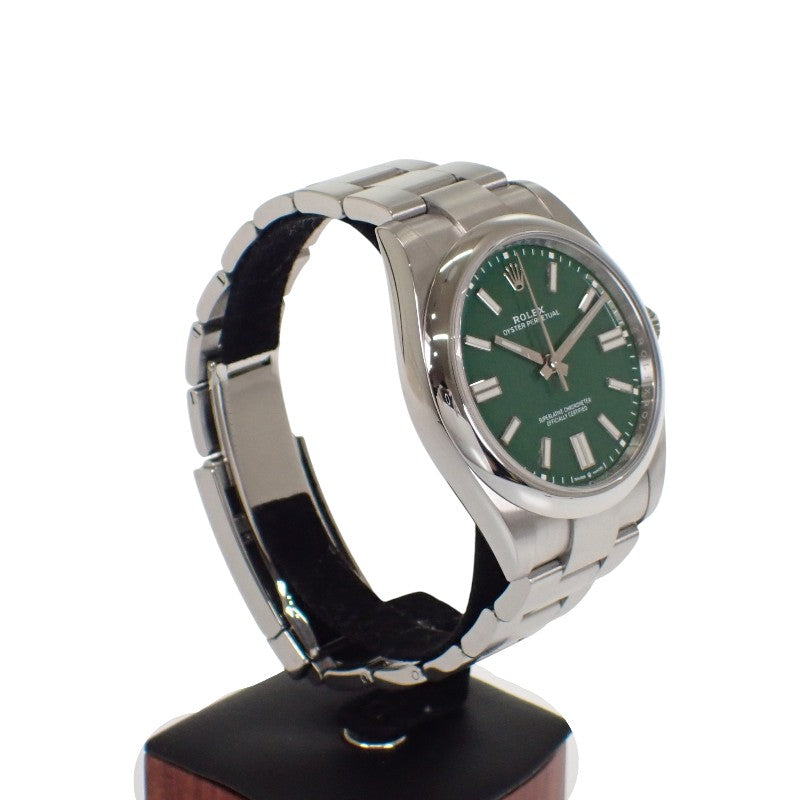 ロレックス ROLEX オイスターパーペチュアル 41 124300 腕時計 ステンレススチール 自動巻き グリーン文字盤 メンズ【中古】【Aランク】