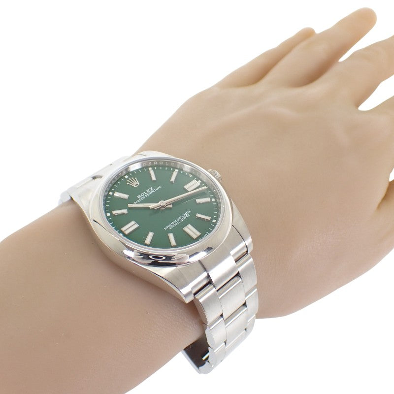 ロレックス ROLEX オイスターパーペチュアル 41 124300 腕時計 ステンレススチール 自動巻き グリーン文字盤 メンズ【中古】【Aランク】