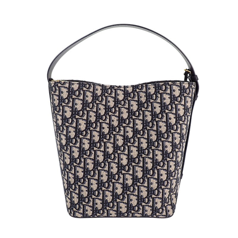 ディオール Dior Diorstar バケットバッグ スモール M2854UTZQ M928 ショルダーバッグ カーフ コットン ファブリック ネイビー ゴールド金具 レディース【中古】【Aランク】