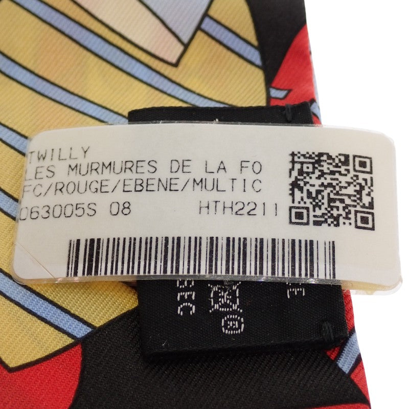 エルメス HERMES ツイリー Les Murmures de la Foret 063005S 08 スカーフ シルク レッド レディース【中古】【Aランク】