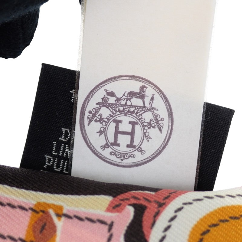 エルメス HERMES ツイリー BRIDES DE GALA APPLIQ PIQUE ブリッド・ドゥ・ガラ・アップリケ・ピケ 063940S 12 スカーフ シルク ブラック イエロー ピンク レディース【中古】【Aランク】
