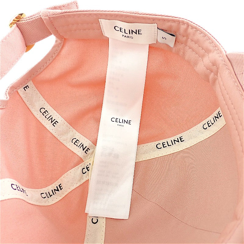 セリーヌ CELINE トリオンフ ベースボール S 2AUT6969P キャップ コットン ピンク レディース【中古】【Aランク】