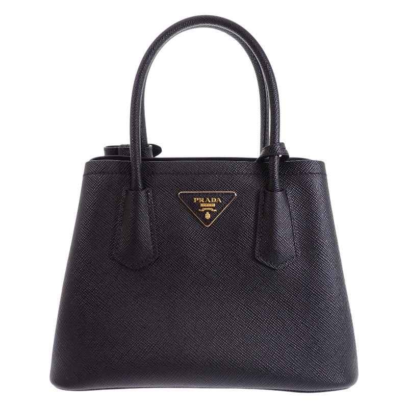プラダ PRADA ダブル スモール レザーバッグ ドゥーブレ 1BG443 2WAYバッグ ハンドバッグ ショルダーバッグ サフィアーノ ブラック ゴールド金具 レディース【中古】【Aランク】