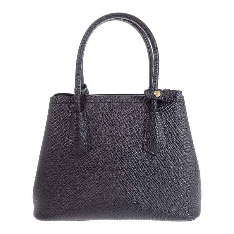 プラダ PRADA ダブル スモール レザーバッグ ドゥーブレ 1BG443 2WAYバッグ ハンドバッグ ショルダーバッグ サフィアーノ ブラック ゴールド金具 レディース【中古】【Aランク】