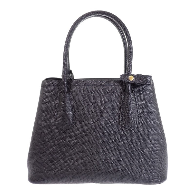 プラダ PRADA ダブル スモール レザーバッグ ドゥーブレ 1BG443 2WAYバッグ ハンドバッグ ショルダーバッグ サフィアーノ ブラック ゴールド金具 レディース【中古】【Aランク】