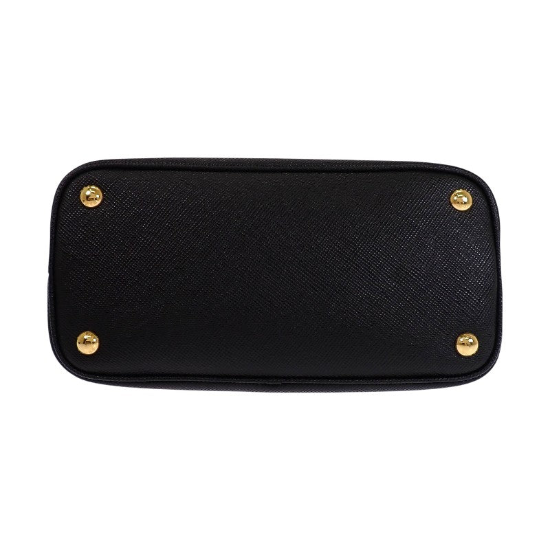 プラダ PRADA ダブル スモール レザーバッグ ドゥーブレ 1BG443 2WAYバッグ ハンドバッグ ショルダーバッグ サフィアーノ ブラック ゴールド金具 レディース【中古】【Aランク】