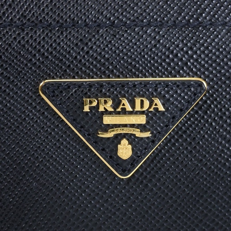 プラダ PRADA ダブル スモール レザーバッグ ドゥーブレ 1BG443 2WAYバッグ ハンドバッグ ショルダーバッグ サフィアーノ ブラック ゴールド金具 レディース【中古】【Aランク】